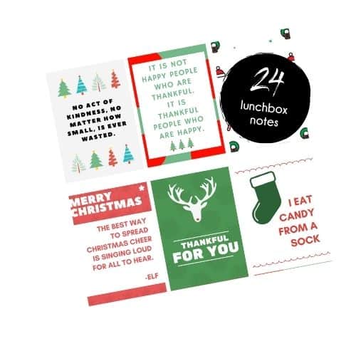 printable Christmas lunchbox notes