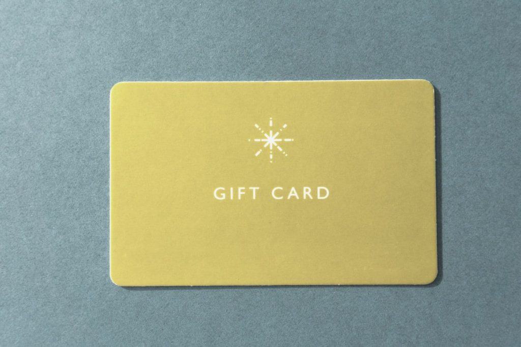 gift card lying on a table