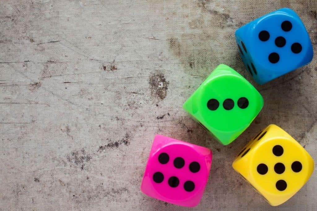 multi-colored dice