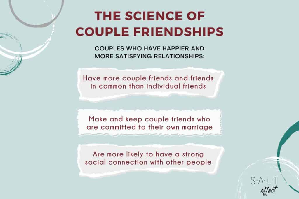 Infographic titled "The Science of Couple Friendships" with research about couples who have more happier and more satisfying relationships