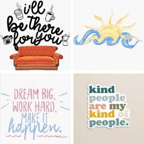 four stickers from Red Bubble that would make good gifts for tween girls