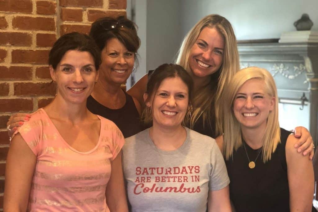 five women posing together out for lunch at The Seasoned Farmhouse