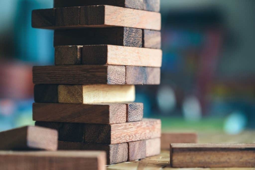 jenga blocks sitting on a table