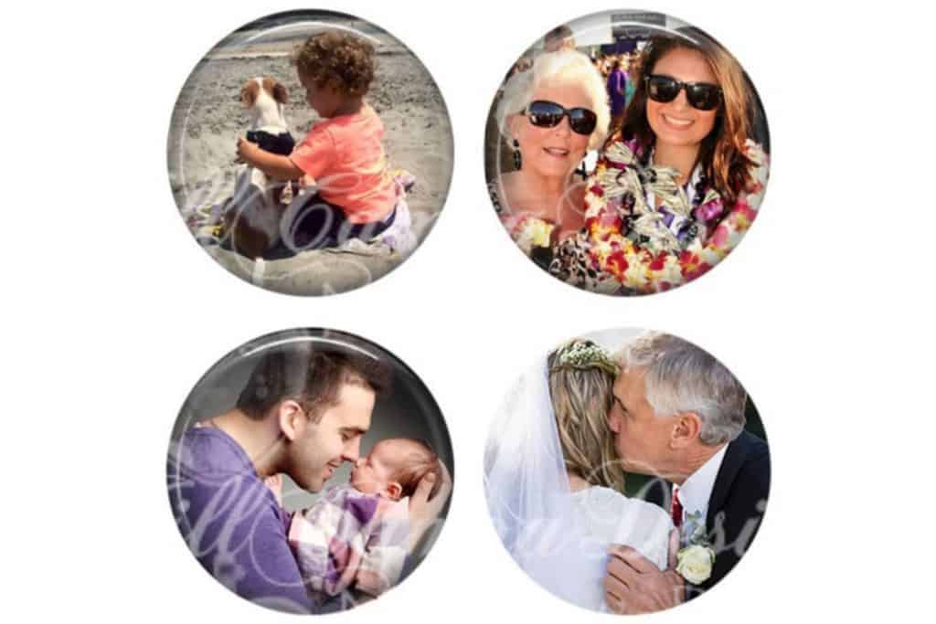 Set of 4 personalized golf ball markers with family photos