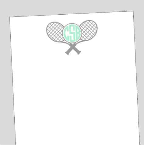 Monogrammed tennis notepage
