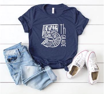 navy grade level tee for teacher moms - 5th grade graphic t shirt for teachers