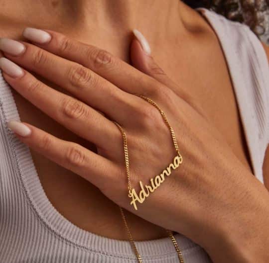 14k Gold Nameplate Necklace