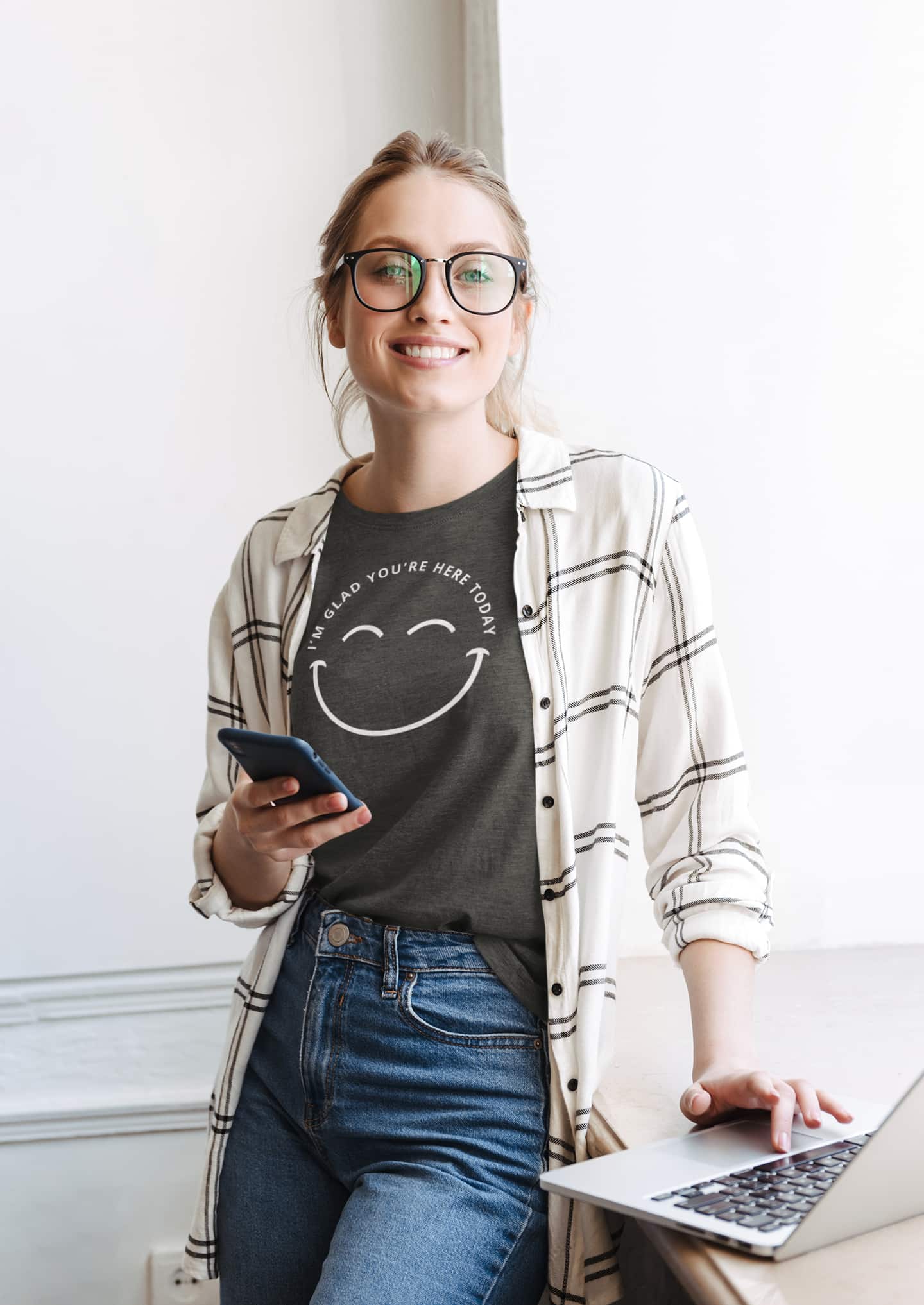 "I'm Glad You're Here Today" Smiley Tee for Teachers